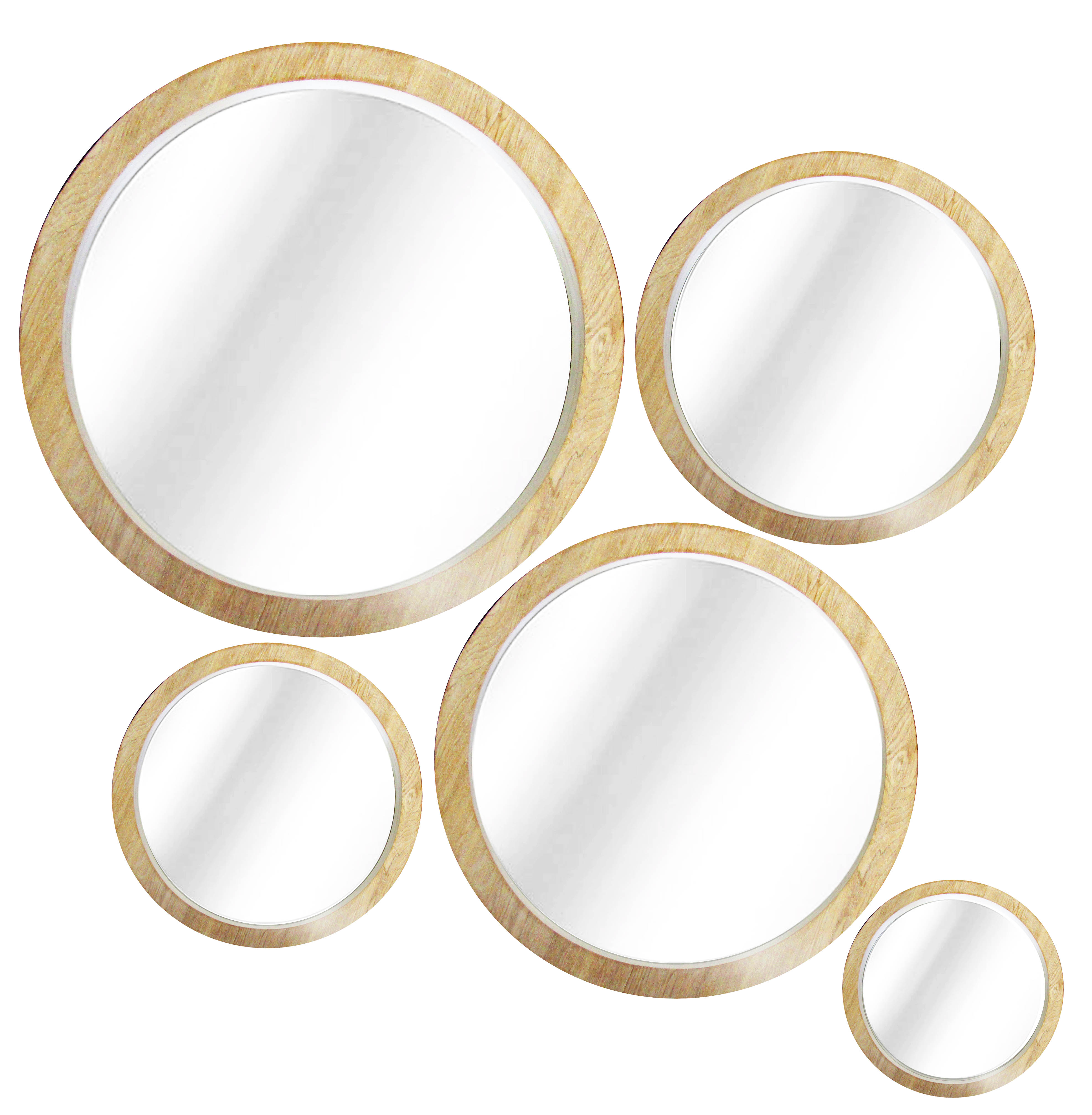 MS212 Wall décor art mirror weathered natural modern round set of 5